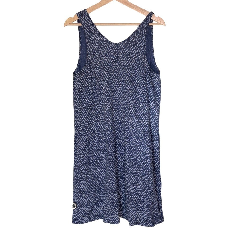 Ilana Kohn 100% Cotton Sleeveless Indigo Print Dress‎ Size M